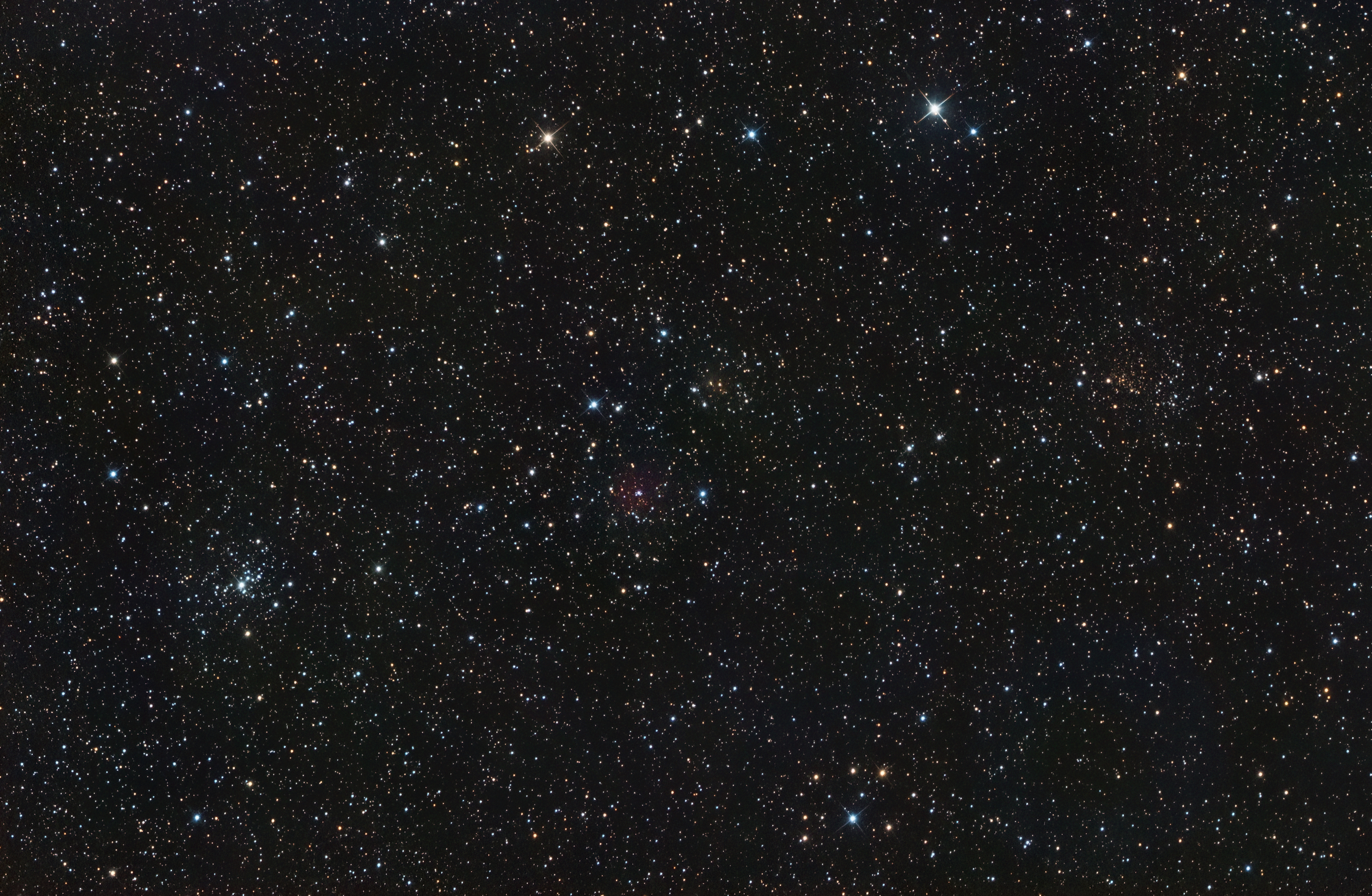 NGC 2414 Open cluster & Sh2-300 299 emission nebulae in Puppis
